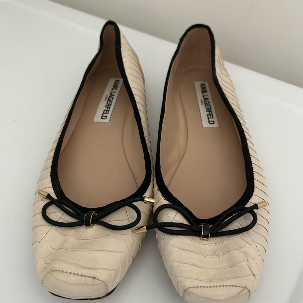 Karl Lagerfeld Ballet Flats Cream Black Size 8.5 - Picture 11 of 13